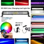 IOV LIGHT 22 Inch 120W 5D CREE Led Light Bar Combo Beam with RGB 16 Millions Color Changing by Bluetooth 4.0 App Control Music Code Timing and DIY Color Offroad 4wd SUV UTE ATV Jeep Free Wire Harness