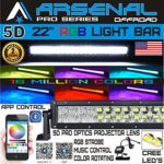No.1 5D 22inch Pro Series RGB CREE LED Light Bar 16 Million Colors Strobe Flashing Bluetooth Offroad Truck RZR SUV SxS