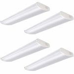 Hykolity 4FT LED Commercial Wraparound Light Low Profile, 60W 6000lm Linear Flushmount Office Ceiling Light Fixture [4 lamp 4ft 32W Fluorescent Equivalent] 5000K Daylight White – 4 Pack