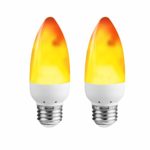 LEDERA LED Flame Light Bulb (2 Pack), E26 LED Flickering Flame Effect Light, 1600K Emulation Candelabra Bulb for Decoration