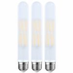 LEOOLS 12W Led Edison Tubular Frosted Bulb T10,E26 Dimmable Vintage Led Filament 100 Watt Incandescent Bulb Equivalent 3000K Soft White,Frosted Glass Shape Appliance Light Bulbs,3 Pack.