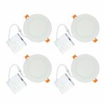 OSTWIN 8 inch No Can Needed Ultra-thin IC Rated Low Profile Commercial Led Round Panel Recessed Lighting with Junction Box, 18W Dimmable 4000K Bright Light 1350 Lm, 4 Pack ETL & Energy Star Listed