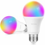Smart LED Bulb WiFi Dimmable E27 Multicolor Light Bulb Compatible with Alexa, Echo, Google Home and IFTTT (No Hub Required), TECKIN A19 60W Equivalent RGB Color Changing Bulb (7.5W), 2 Pack