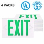 SPECTSUN Led Exit Sign with Battery Backup, Hardwired Green Exit Light LED – 4 Pack, Lighted Exit Sign Bulb/Exit Combo Light/Battery Exit Sign/Lighted Exit Sign Battery PoweGreen