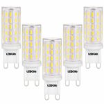 LEDGLE 6W G9 LED Light Bulbs,60W Halogen Equivalent, 54LEDS,420lm,Daylight White, 6000K, No-Flicker, Non-dimmable,Wide Beam Angle for Home Lighting,5 Pack