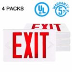 SPECTSUN Led Exit Sign with Battery Backup, Hradwired Red Exit Light LED – 4 Pack, Lighted Exit Sign Bulb/Exit Combo Light/Battery Exit Sign/Lighted Exit Sign Battery Powered