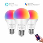 Smart Bulb WiFi Light Bulb E26 A19 7W 600LM Multicolored RGB CCT Light Bulb Works with Amazon Alexa and Google Home No Hub Required 60W Equivalent 3 Pack