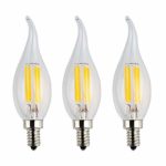 OPALRAY 12Volt DC LED Candelabra Bulb, 4W Dimmable with 12V and 0-10V DC Dimmer, DC 12V Operated, 2700K Warm White Light, E12 Small Base, Clear Glass Flame Tip, 40W Incandescent Replacement, 3 Pack