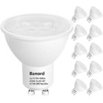 Banord GU10 LED Light Bulbs 10 Pack, 5W(50W Halogen Bulb Equivalent),6000K(Daylight White),450 lm 40° Home LED Lights Bulbs for Appliances,Kitchen,Outdoors,Office, Restaurants, and Stores