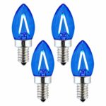 OPALRAY C7 1W LED Mini Candle Bulb, DC 12V, Blue Light, Dimmable with 12V and 0-10V DC Dimmer, Solar System 12Volts Battery Power, 150LM 15W Incandescent Equivalent, Mini Torpedo Shape, 4-Pack