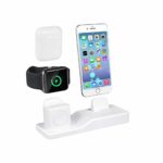 Harpi 3-in-1 Charge Stand Wireless Charging Dock Station Holder Fit iPhone & Apple Watch & Airpods (White)