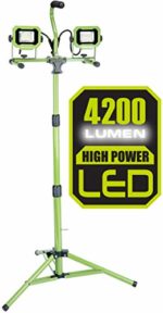 PowerSmith PWL2042TS 4,200 Lumen Dual Head LED Work Light with Adjustabel Metal Telescoping Tripod and 9ft Power Cord, Green