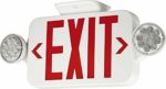 LIT-PaTH LED Combo Emergency EXIT Sign with 2 Adjustable Head Lights and Back Up Batteries- US Standard Red Letter Emergency Exit Lighting, UL 924 and CEC Qualified, 120-277 Voltage