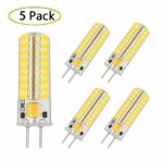 GY6.35 G6.35 LED Light Bulb Dimmable,GY6.35 Bi-pin Base 5W AC/DC 12V Daylight White 6000K-6500K G6.35/GY6.35 Base T4 JC Type LED Halogen Incandescent 50W Replacement Bulbs（5-Pack)