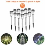 Stainless Steel LED Solar Pathway Lights Solar Lawn Light for Lawn Patio Yard Walkway Driveway Warm White llo