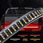 MICTUNING 60″ Triple 501 LEDs Tailgate Strip Light Waterproof with Solid Amber Turn Signal, Red Brake/Running, White Reverse Lights