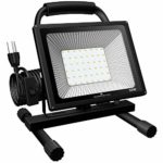 GLORIOUS-LITE 50W LED Work Light, 5000LM Super Bright Work Flood Light with Stand,16ft/5M Cord with Plug,IP66 Waterproof/6500K White Light,Adjustable Angle Working Light for Workshop/Construction Site