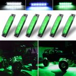 Botepon 6Pcs Led Rock Lights, Strip Lights, Wheel Well Lights, Led Underglow Kit for Golf Cart, Jeep Wrangler, RZR, Offroad, F150, F250, Snowmobile (Green)