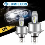 H4 9003 Led Headlight Bulb, 12000LM Lumileds Chips Extremely Bright 6500K ( Cool White ) HB2 Hi/Lo All-in-One Anti-Flicker Conversion Kit Halogen Bulbs Replacement – 2 Years Warranty