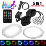 HALOYiVGO Car LED Strip Light – Multicolor Music RGB Neon Strip Lights Car Interior Decor Atmosphere Lamp 5 IN 1 With Sound induction Active Wireless Remote Control Rhythm Lights（6 Meters/236.22’inch）