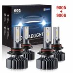 SEALIGHT 9006 HB4 9005 HB3 LED Headlight Bulbs,Combo Package (2 sets) Seoul CSP Led Chips-12000LM Hi Lo Beam 6000K Xenon White,1 Yr Warranty