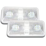 Leisure LED 2 Pack RV LED Ceiling Double Dome Light Fixture with ON/Off Switch Interior Lighting for Car/RV/Trailer/Camper/Boat DC 11-18V Natural White (Natural White 4000-4500K, 2-Pack)