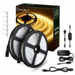 Onforu 66ft Dimmable LED Strip Lights Kit, UL Listed Power Supply, 3000K Warm White, 20m 1200 Units SMD 2835 LEDs, 12V LED Rope, Under Cabinet Lighting Strips with Dimmer, Non-Waterproof LED Tape