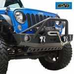 EAG 07-18 Jeep JK Wrangler Front Bumper Offroad With Skid Plate & 2 LED Lights & Colored Light Surrounds