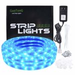 GuoTonG 12V LED Strip Rope Lights, Blue 50ft/15m, Flexible, Unconnectable, Waterproof, SMD 2835 Lamp, Home, Kitchen, Party, Christmas