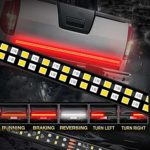 60” LED Truck Tailgate Light Bar Waterproof Double Row Tail Light Strip Red/White Reverse Stop Turn Signal Running for Pickup SUV Jeep RV Trailer Dodge