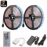 RECHING LED Strip Light,Multi-Color,300 Units LEDs,12V 5050 RGB Rope Lights Kit with Remote Controller,5A Power Adapter Included, LED Tape,Pack of 32.8Ft/10M,for X’Mas Tree Deco(RGB/2 Roll)