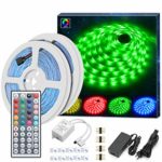 MINGER LED Strip Lights Kit, Non-Waterproof 2x5m(32.8Ft in Total) 5050 RGB 300led Strips Lighting with 12V 4A Power Supply + 44 Key IR Remote Ideal for Home,Kitchen Lighting,Christams Decorations