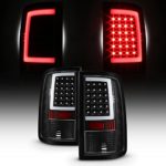 For 2013-18 Dodge Ram Full LED Daytime Running Lamp Strip Tail Lights Black Housing Clear Lens Set