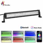 Nicoko 20inch 22inch 120W Combo Beam Led light bar with RGB Chasing Bluetooth Controlled over 300 modes color changing Off Road Light Bar for Jeep Cabin Boat SUV truck Car ATVs,1 Year Warranty