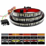 Nilight TR-04 Tailgate Bar 60″ Triple Row 504 LED Strip with Red Brake White Reverse Sequential Amber Turning Signals Strobe Lights，2 Years Warranty