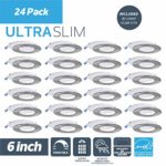 Nadair SL6-1125-24WH4KBN LED 6″ IC Rated Dimmable Ultra Slim Recessed Panel Light (24 Pack), White/Brushed Nickel