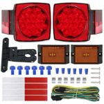 NISUNS Submersible Trailer Tail Lights Kit, Waterproof 12V LED Trailer Lights with Wiring Harness Combination Brake Stop Turn Running License Lights for RV, Marine, Boat, Trailer