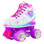 Crazy Skates Flash Roller Skates for Girls | Light Up Skates with Ultra Bright LED Lights and Flashing Lightning Bolt | White Patines (Size 3)