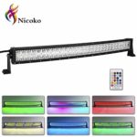 Nicoko 180w 32Inch Curved Offroad Led light bars 18000 Lumens with Chasing RGB Halo ColorMorph 10 Solid colors over 72 modes Combo Beam Driving Fog Lamp Suv Ute Atv Truck 4×4 Boat Free Wiring harness