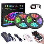 KORJO Dream Color Led Strip Lights with Chasing Effect, 32.8ft 300Leds 5050 APP Controlled Rope Light Kit with Power Supply and WiFi Controller, Waterproof Led Strip Lighting for Home Christmas Party