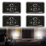 4 PCS DOT Approved Rectangular 4×6 inch LED Headlights Replacement H4651 H4652 H4656 H4666 H6545 For Kenworth T800 T600 Peterbilt 379 Feightliner Ford Probe Chevrolet Oldsmobile Cutlass(Black)