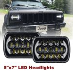 SXMA (2 Pcs) 5”x7′ 6×7 inch CREE LED Headlights with High Low Beam DRL for Jeep Wrangler YJ Cherokee XJ H6054 H5054 H6054LL 69822 6052 6053 with Angel Eyes DRL(DOT Certified) (Black Pair)