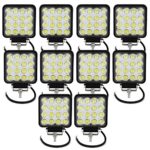Willpower 10PCS 4 inch 48W Square Spot Beam 4800LM LED Work Light Bar for 4×4 off road tractor jeep Cabin SUV ATV UTV 4WD Car Boat 10-30V Wateproof 6000K