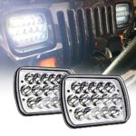 MICTUNING 2Pcs 45w 7×6 Led Headlights Rectangular 5×7 Hi/Lo Led Sealed Beam H6054 6053 6052 5054 Headlights Replacement for Jeep Wrangler YJ XJ MJ Chevy