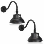 2 Pack – 10in. Black Gooseneck Barn Light LED Fixture for Indoor/Outdoor Use – Photocell Included – Swivel Head – 25W – 2000lm – Energy Star Rated – ETL Listed – Sign Lighting – 3000K (Warm White)