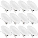 Hykolity 12 Pack 6 Inch LED Recessed Light, 15W 1050LM Dimmable Retrofit Recessed Can Downlight, 4000K Neutral White, ETL, Energy Star, 65W BR30 Replacement