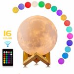 Moon Lamp, LOGROTATE 16 Colors LED 3d Print Moon Light with Stand & Remote&Touch Control and USB Rechargeable, Moon Light Lamps Night Lights for Baby Kids Lover Birthday Party Gifts(Diameter 4.8 INCH)