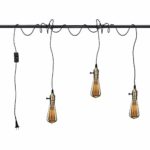 Vintage Pendant Light Kit Cord with Switch and Triple E26/E27 Industrial Light Socket Lamp Holder 25FT Twisted Black Cloth Bulb Cord Plug in Hanging Light Fixture