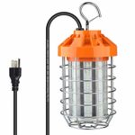 60W High Bay LED Work Light, 7800Lumen LED Construction Lights(550 Equiv.) 5000K LED Portable Light Fixture with Stainless Steel Guard and Hook for Outdoor Temporary Lighting Job Site Workshop