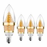 E12 LED Light BULB,EKSAVE 12W E12 LED Candelabra Bulb, Equivalent to 80-100 Watt Light Bulbs,1200 Lumens LED Candle Bulbs, Warm White,Torpedo Shape,Non-dimmable，gold (3000K,4pcs)